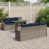 vidaXL Tuinbank Set 7 st Grijs poly rattan