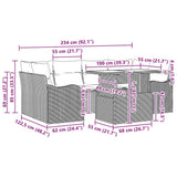 vidaXL Garden Sofa Set with cushions 7 pcs Black Poly Rattan