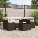 vidaXL Garden Sofa Set with cushions 7 pcs Black Poly Rattan