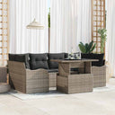 vidaXL Garden Sofa Set with cushions 7 pcs Black Poly Rattan