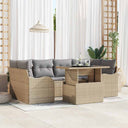 vidaXL Garden Sofa Set with cushions 7 pcs Black Poly Rattan