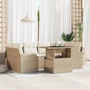 vidaXL Garden Sofa Set with cushions 7 pcs Black Poly Rattan