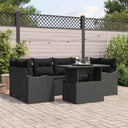 vidaXL Garden Sofa Set with cushions 7 pcs Black Poly Rattan