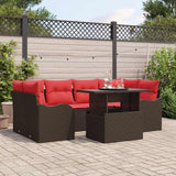 vidaXL Tuinbank Set met kussen 7 pcs Bruin Poly rattan