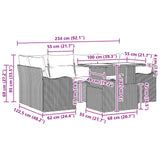 vidaXL Tuinbank Set met kussen 7 pcs Bruin Poly rattan