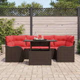 vidaXL Tuinbank Set met kussen 7 pcs Bruin Poly rattan