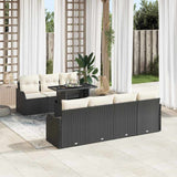 vidaXL Tuinbank Set met kussen 8 pcs Zwart Poly rattan