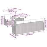 vidaXL Tuinbank Set met kussen 8 pcs Zwart Poly rattan