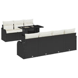 vidaXL Tuinbank Set met kussen 8 pcs Zwart Poly rattan