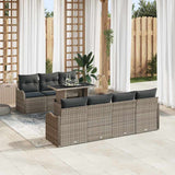 vidaXL Tuinbank Set met kussen 8 pcs Zwart Poly rattan