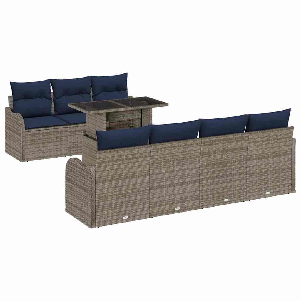 vidaXL Tuinbank Set 8 st Grijs poly rattan