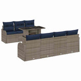 vidaXL Tuinbank Set 8 st Grijs poly rattan