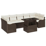 vidaXL Garden Sofa Set with cushions 8 pcs Black Poly Rattan