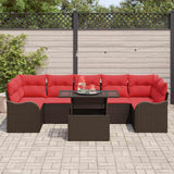 vidaXL Tuinbank Set met kussen 8 pcs Bruin Poly rattan