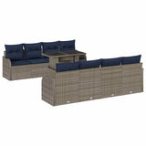vidaXL Tuinbank Set 7 st Grijs poly rattan