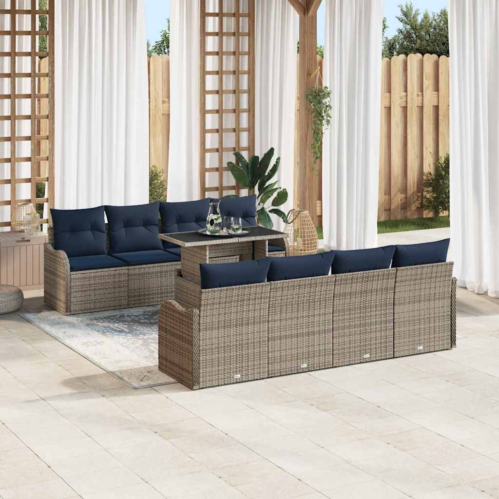 vidaXL Tuinbank Set 7 st Grijs poly rattan