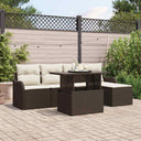 vidaXL Outdoor Lounge Set with Cushion 6 pcs Black Poly Rattan