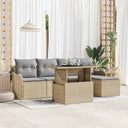 vidaXL Outdoor Lounge Set with Cushion 6 pcs Black Poly Rattan
