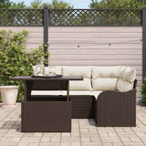 vidaXL Buiten Eettafel Set met kussen 5 pcs Zwart Poly rattan