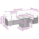 vidaXL Bankstel met kussen 7 pcs Zwart Poly rattan