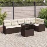 vidaXL Bankstel met kussen 7 pcs Zwart Poly rattan