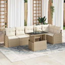vidaXL Bankstel met kussen 7 pcs Zwart Poly rattan