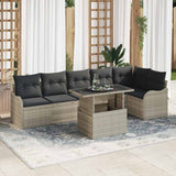 vidaXL Bankstel met kussen 7 pcs Zwart Poly rattan
