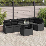vidaXL Bankstel met kussen 7 pcs Zwart Poly rattan