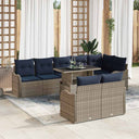 vidaXL Tuinbank Set 9 st Grijs Poly rattan