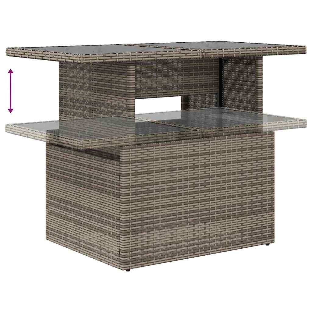 vidaXL Tuinbank Set 9 st Grijs Poly rattan