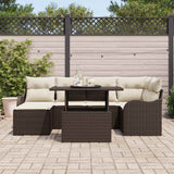 vidaXL Tuinbank Set met kussen 7 pcs Zwart Poly rattan