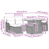 vidaXL Tuinbank Set met kussen 7 pcs Bruin Poly rattan