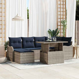 vidaXL Tuinbank Set met kussen 7 pcs Bruin Poly rattan