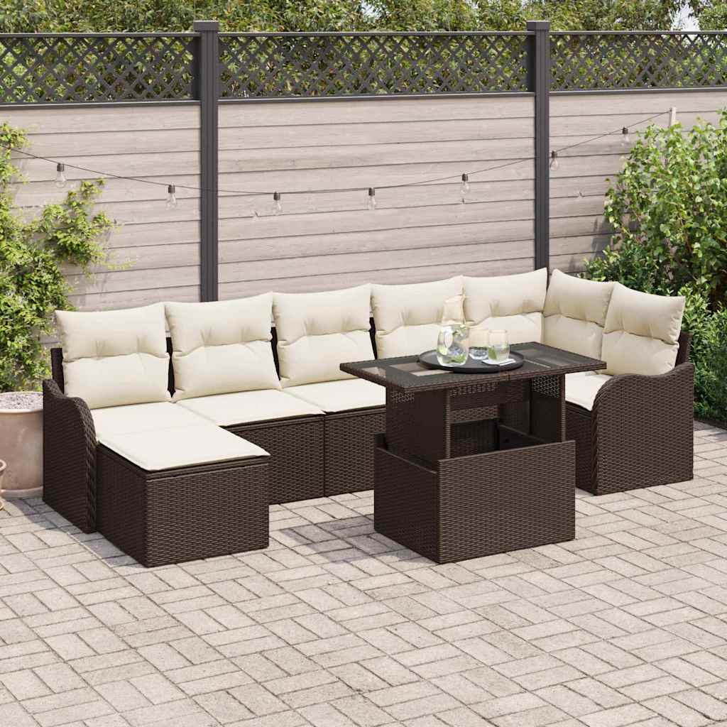 vidaXL Garden Sofa Set with cushions 8 pcs Black Poly Rattan