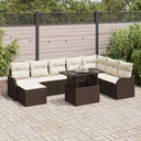vidaXL Tuinbank Set met kussen 9 pcs Zwart Poly rattan