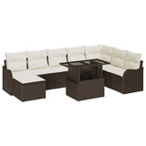 vidaXL Tuinbank Set met kussen 9 pcs Zwart Poly rattan
