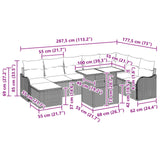 vidaXL Tuinbank Set met kussen 9 pcs Bruin Poly rattan