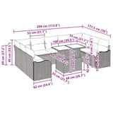 vidaXL Tuinbank Set met kussen 10 pcs Zwart Poly rattan