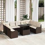 vidaXL Tuinbank Set met kussen 10 pcs Zwart Poly rattan