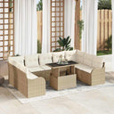 vidaXL Tuinbank Set met kussen 10 pcs Zwart Poly rattan