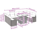 vidaXL Tuinbank Set met kussen 10 pcs Bruin Poly rattan