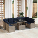 vidaXL Tuinbank Set met kussen 10 pcs Bruin Poly rattan