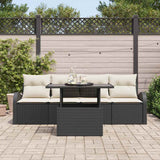 vidaXL Tuinbank Set met kussen 5 pcs Zwart Poly rattan