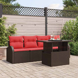 vidaXL Tuinbank Set met kussen 5 pcs Bruin poly rattan