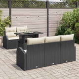 vidaXL Tuinbank Set met kussen 6 pcs Zwart poly rattan