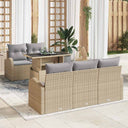 vidaXL Tuinbank Set met kussen 6 pcs Zwart poly rattan