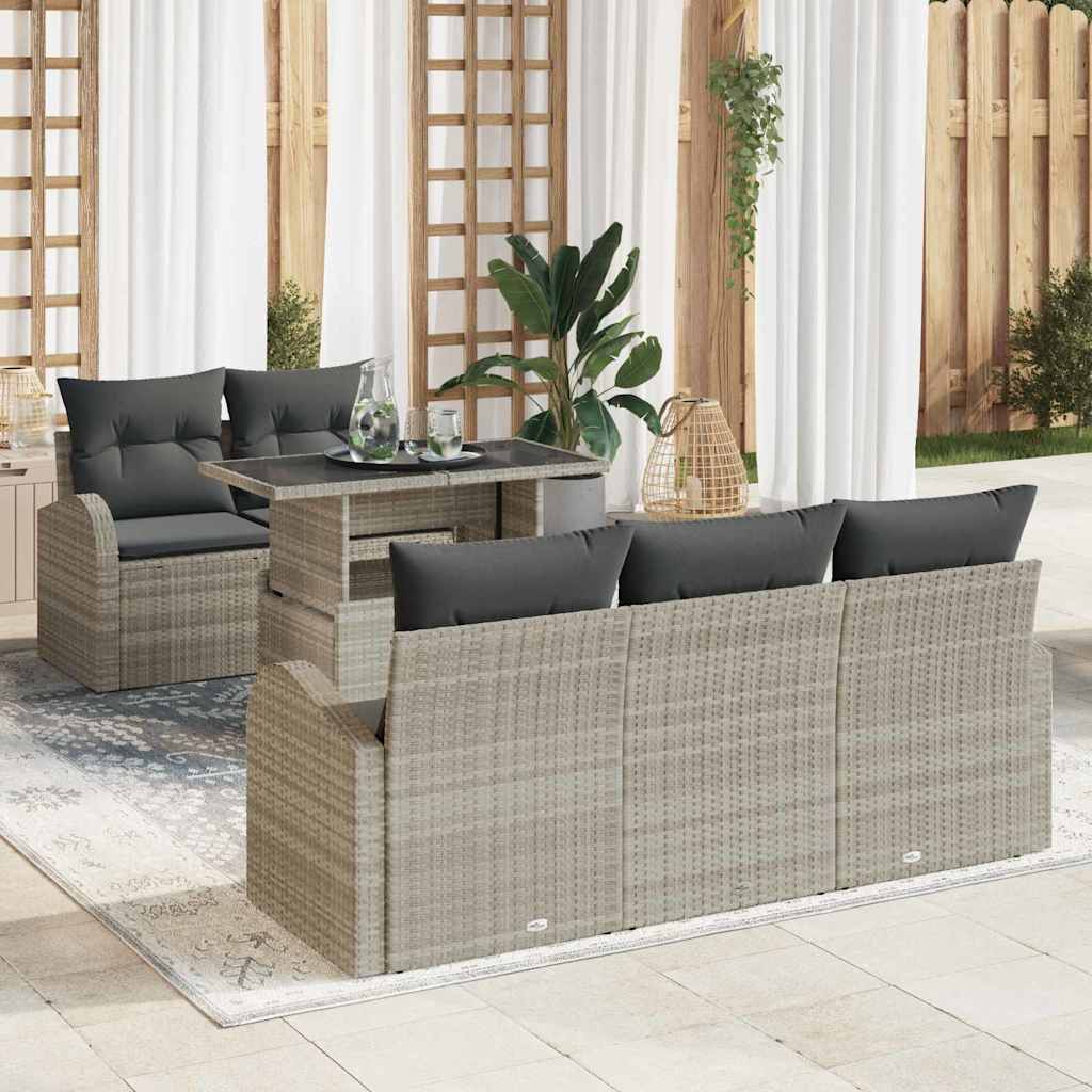 vidaXL Tuinbank Set met kussen 6 pcs Zwart poly rattan