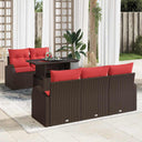 vidaXL Garden Sofa Set with cushions 6 pcs Brown poly rattan