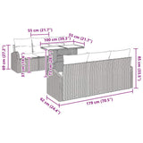 vidaXL Tuinbank Set met kussen 7 pcs Zwart Poly rattan