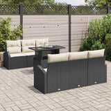 vidaXL Tuinbank Set met kussen 7 pcs Zwart Poly rattan